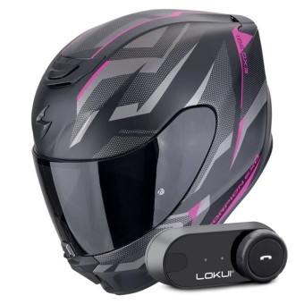 Integral Scorpion Exo 391 Aaxo Matt Black Pink + Kit Bluetooth Lokui K30