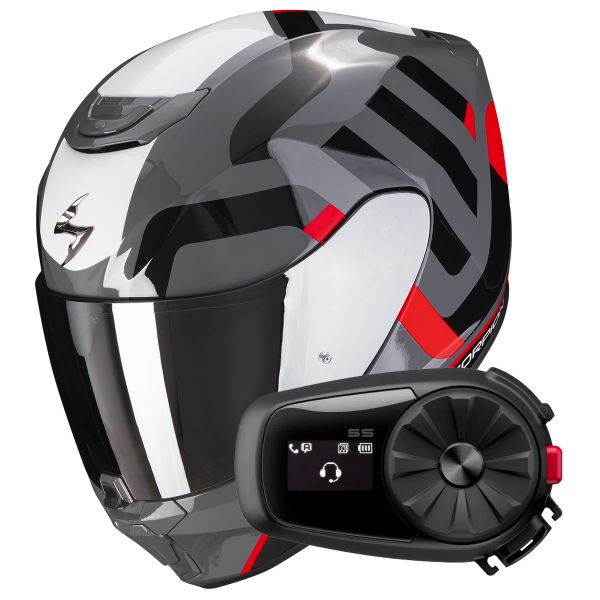Integral Scorpion Exo 391 Arok Grey Red Black + Kit Bluetooth 5S
