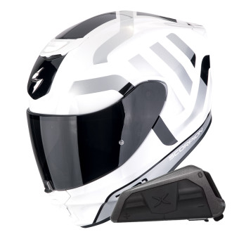 Integral Scorpion Exo 391 Arok White Black Silver + Kit bluetooth Exo-Com Link-1