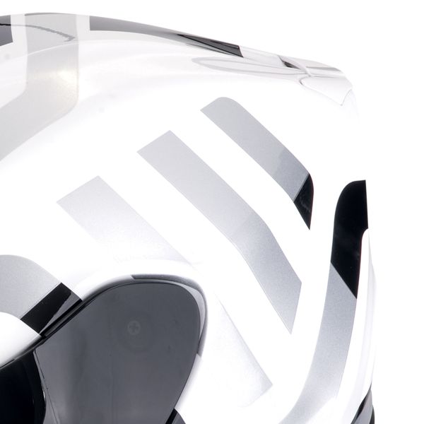 Scorpion Exo 391 Arok White Black Silver + Kit Bluetooth BT Mini