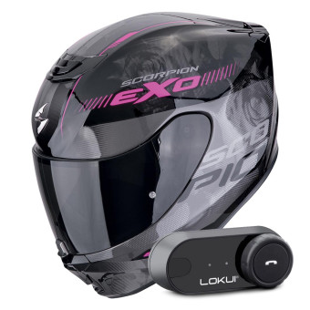 Integral Scorpion Exo 391 Ava Negro Rosa + Kit Bluetooth Lokui K30