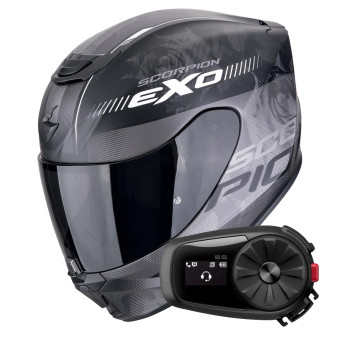 Integral Scorpion Exo 391 Ava Negro Mate Plata + Kit Bluetooth 5S