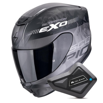 Integral Scorpion Exo 391 Ava Negro Mate Plata + Kit Bluetooth BT Mini