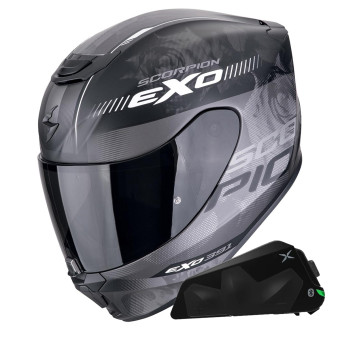 Integral Scorpion Exo 391 Ava Matt Black Silver + Kit bluetooth Exo-Com Link-1C