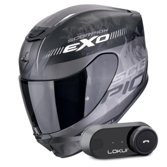 Integral Scorpion Exo 391 Ava Negro Mate Plata + Kit Bluetooth Lokui K30