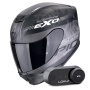 Casque Integral Scorpion Exo 391 Ava Negro Mate Plata + Kit Bluetooth Lokui K30
