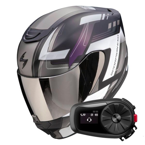 Integral Scorpion Exo 391 Captor Black Mat Cameleon + Kit Bluetooth 5S Solo