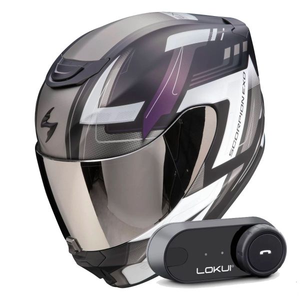 Integral Scorpion Exo 391 Captor Black Mat Cameleon + Kit Bluetooth Lokui K30