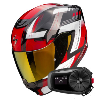 Integral Scorpion Exo 391 Captor Black Red + Kit Bluetooth 5S Solo