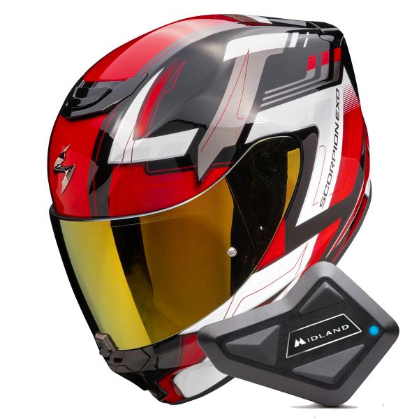 Integral Scorpion Exo 391 Captor Black Red + Kit Bluetooth BT Mini