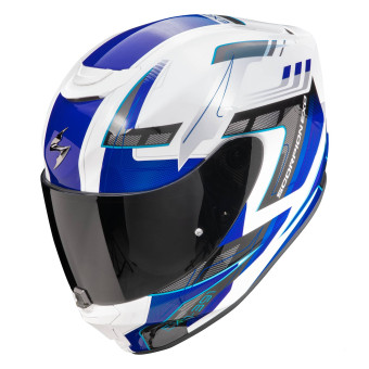 Scorpion Exo 391 Captor White Blue + Kit Bluetooth Lokui K30