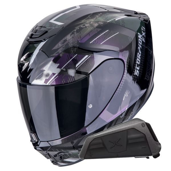 Integral Scorpion Exo 391 Clutter Black Chameleon + Kit bluetooth Exo-Com Link-1 Integral Scorpion Exo 391 Clutter Black Chameleon + Kit bluetooth Exo-Com Link-1