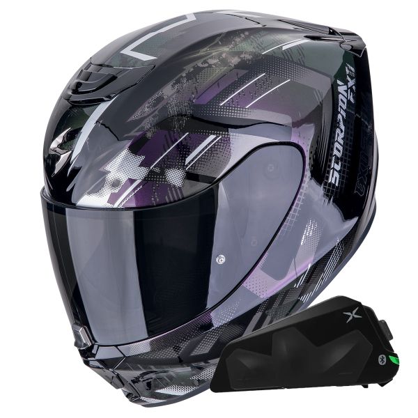 Integral Scorpion Exo 391 Clutter Black Chameleon + Kit bluetooth Exo-Com Link-1C Integral Scorpion Exo 391 Clutter Black Chameleon + Kit bluetooth Exo-Com Link-1C