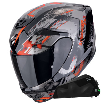 Integral Scorpion Exo 391 Clutter Black Red + Kit bluetooth Exo-Com Link-1C