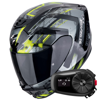 Integral Scorpion Exo 391 Clutter Black Yellow Fluo + Kit Bluetooth 5S Solo