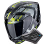 Casque Integral Scorpion Exo 391 Clutter Black Yellow Fluo + Kit Bluetooth BT Mini