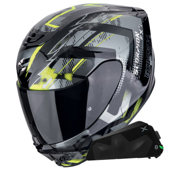 Integral Scorpion Exo 391 Clutter Black Yellow Fluo + Kit bluetooth Exo-Com Link-1C