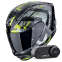 Casque Integral Scorpion Exo 391 Clutter Black Yellow Fluo + Kit Bluetooth Lokui K30