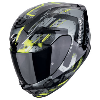 Scorpion Exo 391 Clutter Black Yellow Fluo + Kit bluetooth Exo-Com Link-1C