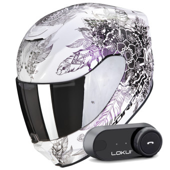 Integral Scorpion Exo 391 Dream White Chameleon + Kit Bluetooth Lokui K30