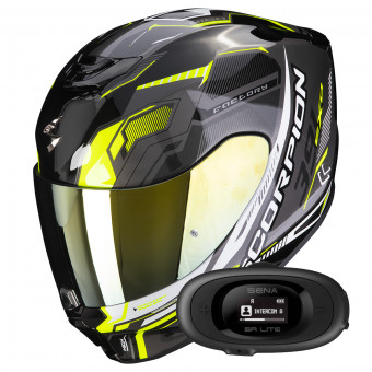 Integral Scorpion Exo 391 Haut Black Silver Neon Yellow + Kit bluetooth 5R Lite