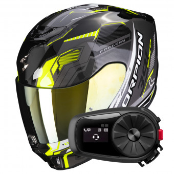 Integral Scorpion Exo 391 Haut Black Silver Neon Yellow + Kit Bluetooth 5S