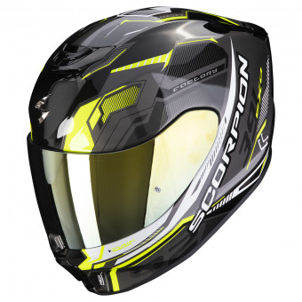 Scorpion Exo 391 Haut Black Silver Neon Yellow + Kit Bluetooth 5S