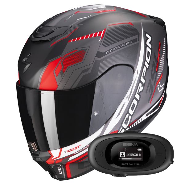 Integral Scorpion Exo 391 Haut Matt Black Silver Red + Kit bluetooth 5R Lite