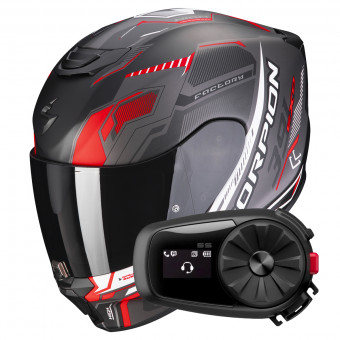 Integral Scorpion Exo 391 Haut Matt Black Silver Red + Kit Bluetooth 5S