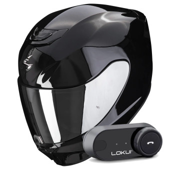 Integral Scorpion Exo 391 Solid Black + Kit Bluetooth Lokui K30