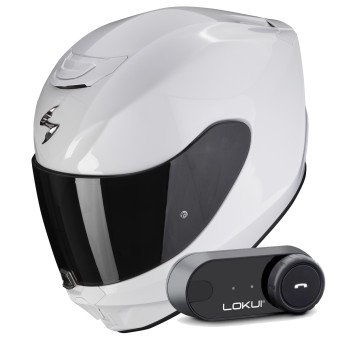 Integral Scorpion Exo 391 Solid Pearl White + Kit Bluetooth Lokui K30