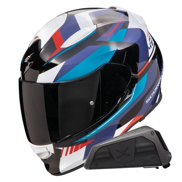 Integral Scorpion Exo 491 Abilis Negro Azul Rojo + Kit Bluetooth Exo-Com Link-1