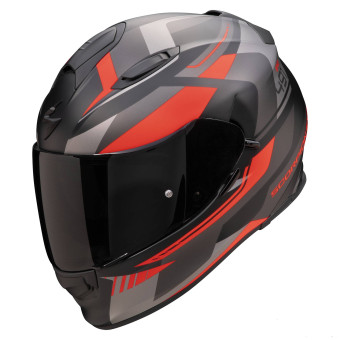 Scorpion Exo 491 Abilis Negro Mate Plata Rojo + Kit Bluetooth Exo-Com Link-1C