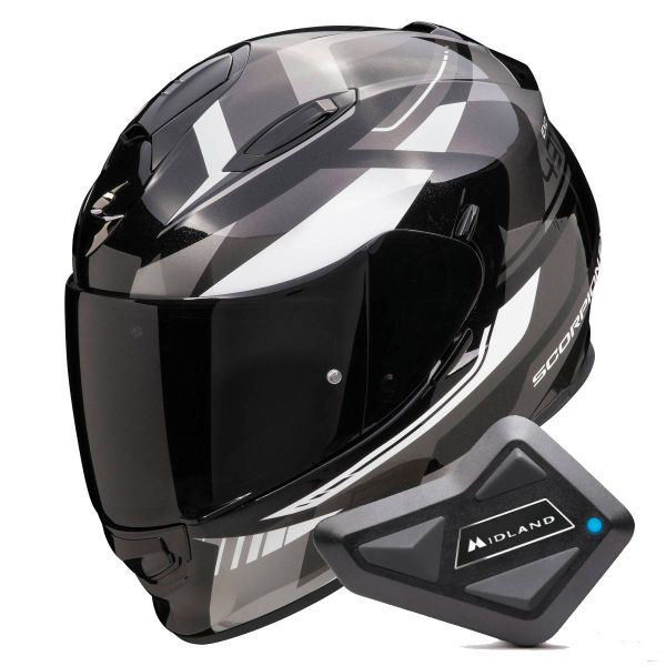 Integral Scorpion Exo 491 Abilis Black Silver White + Kit Bluetooth BT Mini