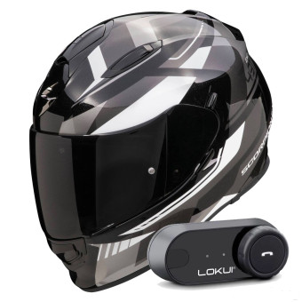 Integral Scorpion Exo 491 Abilis Black Silver White + Kit Bluetooth Lokui K30