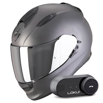 Casque Integral Scorpion Exo 491 Anthracite Matt + Kit Bluetooth Lokui K30 Casque Integral Scorpion Exo 491 Anthracite Matt + Kit Bluetooth Lokui K30