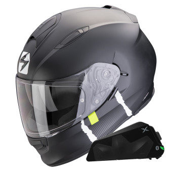 Integral Scorpion Exo 491 Code Negro Mate Plata + Kit Bluetooth Exo-Com Link-1C