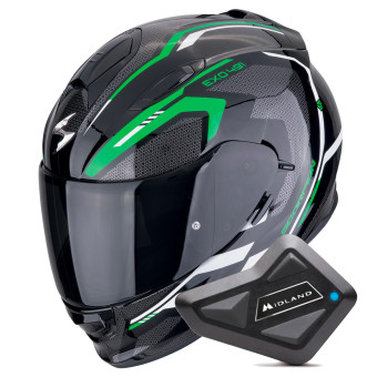 Integral Scorpion Exo 491 Kripta Black Green White + Kit Bluetooth BT Mini