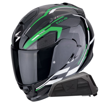 Integral Scorpion Exo 491 Kripta Negro Verde Blanco + Kit Bluetooth Exo-Com Link-1