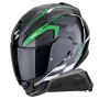 Casque Integral Scorpion Exo 491 Kripta Negro Verde Blanco + Kit Bluetooth Exo-Com Link-1