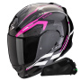 Casque Integral Scorpion Exo 491 Kripta Negro Rosa Blanco + Kit Bluetooth Exo-Com Link-1C