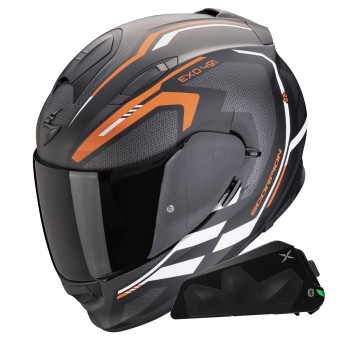 Integral Scorpion Exo 491 Kripta Mate Negro Naranja Blanco + Kit Bluetooth Exo-Com Link-1C