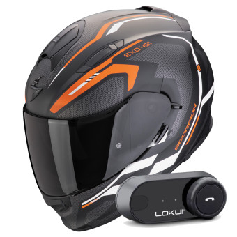 Integral Scorpion Exo 491 Kripta Matt Black Orange White + Kit Bluetooth Lokui K30