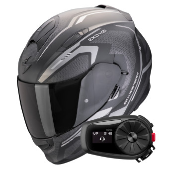 Integral Scorpion Exo 491 Kripta Matt Black Silver + Kit Bluetooth 5S Solo