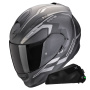 Casque Integral Scorpion Exo 491 Kripta Negro Mate Plata + Kit Bluetooth Exo-Com Link-1C