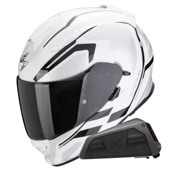Integral Scorpion Exo 491 Kripta Blanco Negro + Kit Bluetooth Exo-Com Link-1