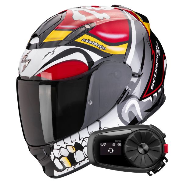 Integral Scorpion Exo 491 Pirate Red + Kit Bluetooth 5S Solo