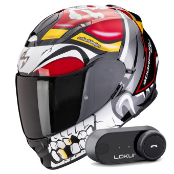Integral Scorpion Exo 491 Pirate Red + Kit Bluetooth Lokui K30
