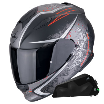 Integral Scorpion Exo 491 Run Negro Mate Rojo + Kit Bluetooth Exo-Com Link-1C