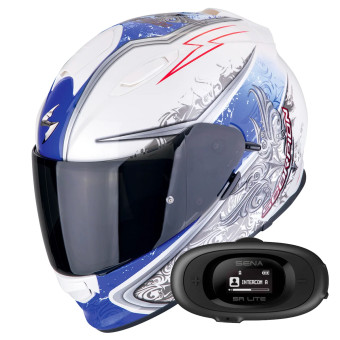 Integral Scorpion Exo 491 Run White Blue + Kit bluetooth 5R Lite
